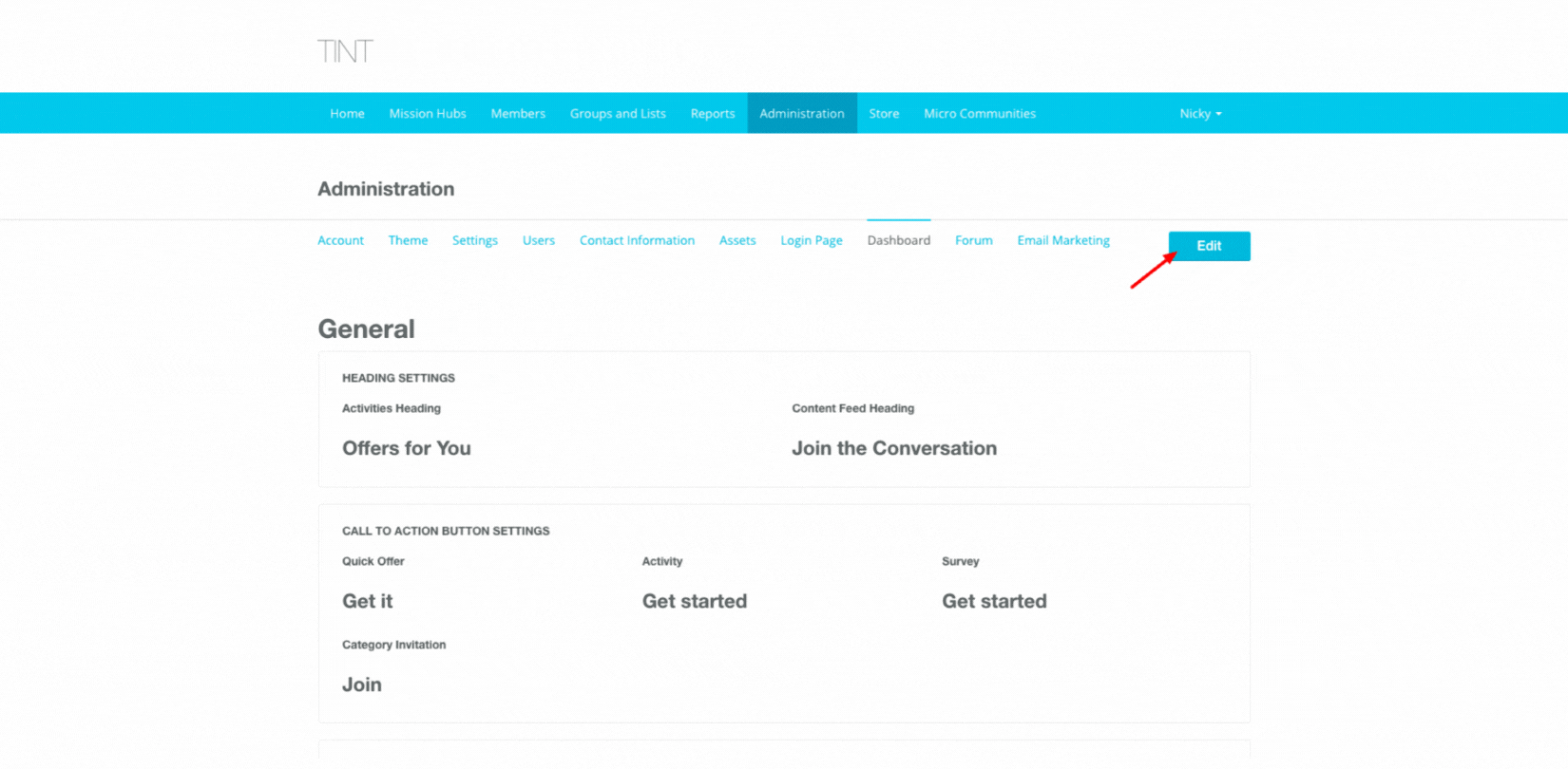 Dashboard - How to add TINT to a Vesta Community - 4th August 2023.gif
