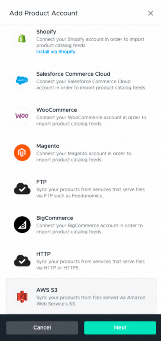 Product Feeds - Add AWS S3 Account - 19th October 2023.gif