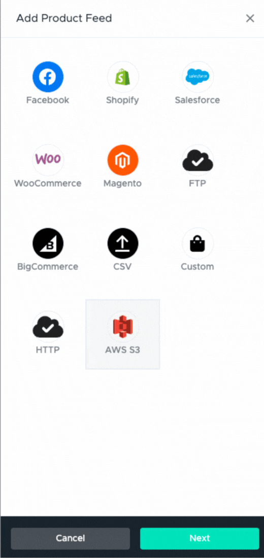 Product Feeds - Add AWS S3 Account - Update 6th November 2023.gif